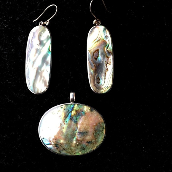 Sterling Silver 925 & Abalone shell set - Picture 2 of 7